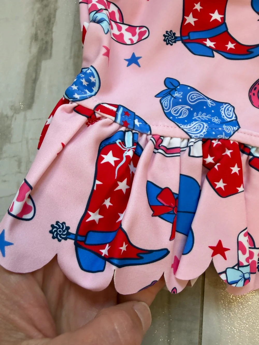 NWT RuffleButts Stars & Spurs Pink Cowgirl Long Sleeve Rashguard Bikini Girls 2T